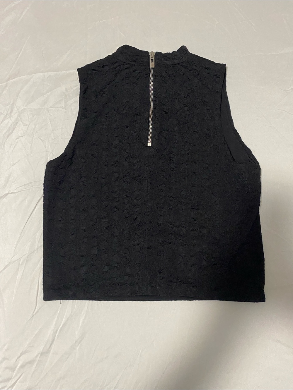 Bar III Black Sleeveless Mock Neck Tank with Back Zip